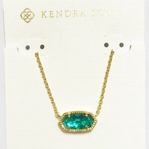 Kendra Scott Elisa Gold Tone London Blue Illusion Short Pendant Necklace